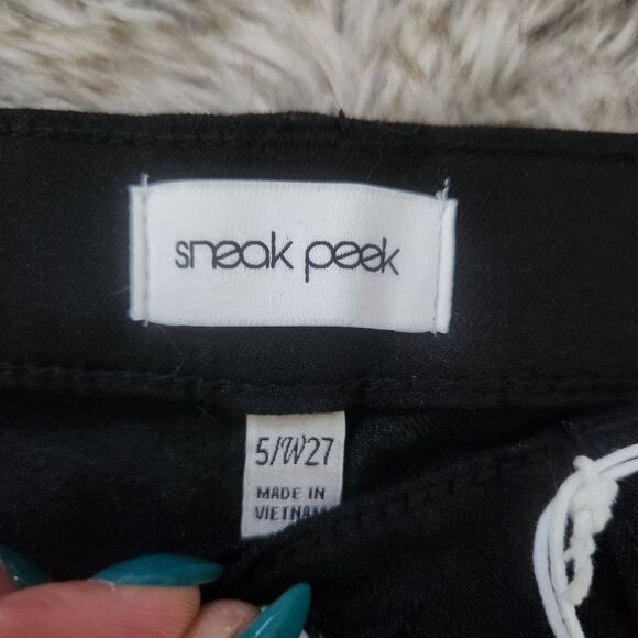 Sneak Peek Mid Rise Distressed Skinny Jeans Black Women's Size 27 Juniors Size 5 - Picture 4 of 11